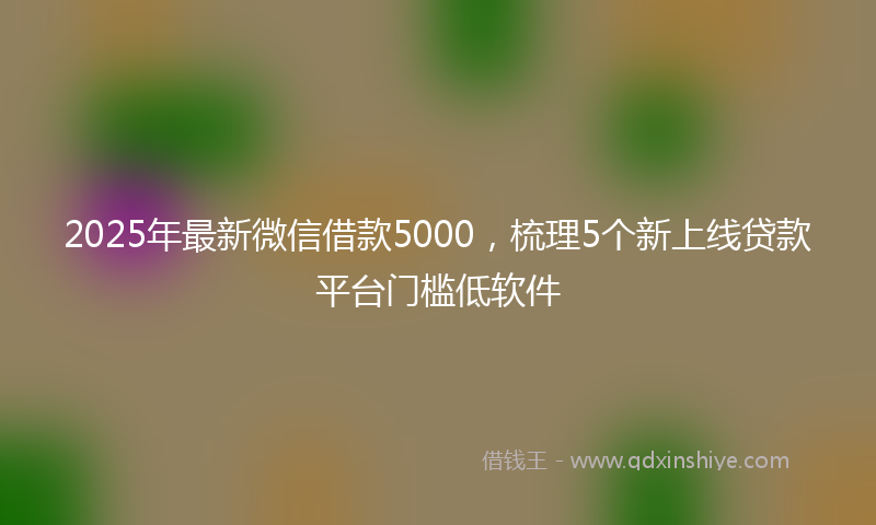 2025年最新微信借款5000，梳理5个新上线贷款平台门槛低软件