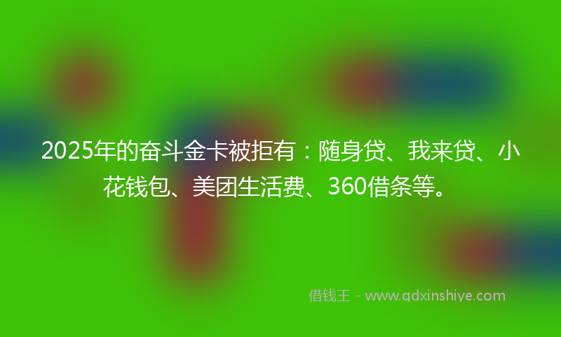 2025年的奋斗金卡被拒有：随身贷、我来贷、小花钱包、美团生活费、360借条等。