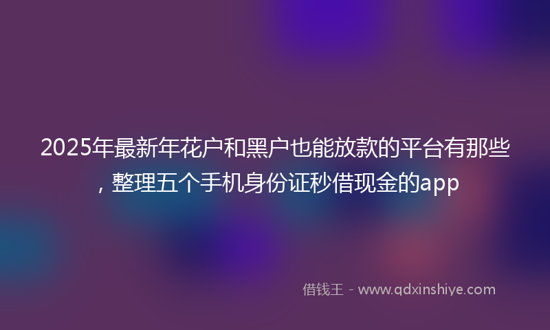 2025年最新年花户和黑户也能放款的平台有那些，整理五个手机身份证秒借现金的app