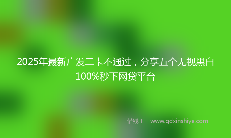 2025年最新广发二卡不通过，分享五个无视黑白100%秒下网贷平台