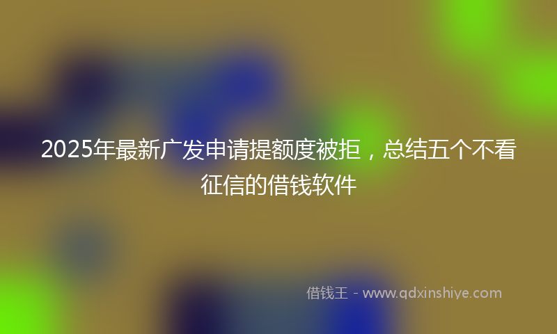 2025年最新广发申请提额度被拒，总结五个不看征信的借钱软件