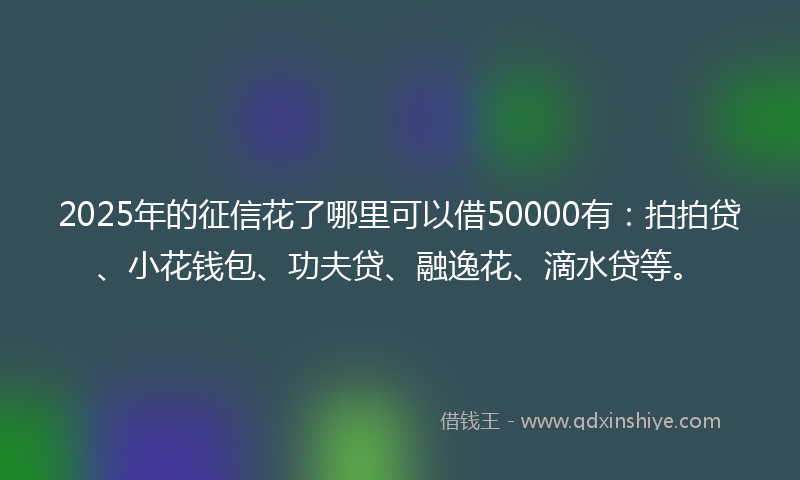 2025年的征信花了哪里可以借50000有：拍拍贷、小花钱包、功夫贷、融逸花、滴水贷等。