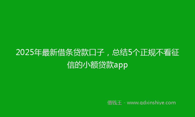 2025年最新借条贷款口子，总结5个正规不看征信的小额贷款app