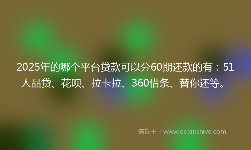 2025年的哪个平台贷款可以分60期还款的有：51人品贷、花呗、拉卡拉、360借条、替你还等。