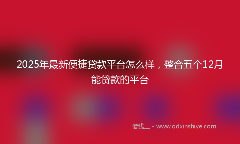 2025年最新便捷贷款平台怎么样，整合五个12月能贷款的平台