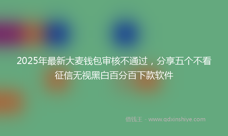 2025年最新大麦钱包审核不通过，分享五个不看征信无视黑白百分百下款软件