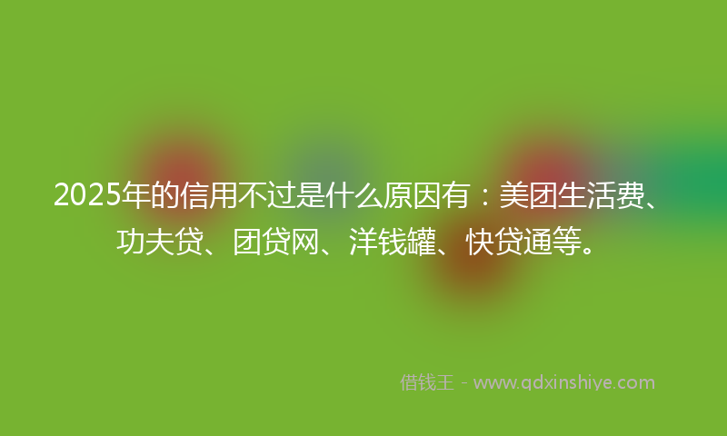 2025年的信用不过是什么原因有：美团生活费、功夫贷、团贷网、洋钱罐、快贷通等。