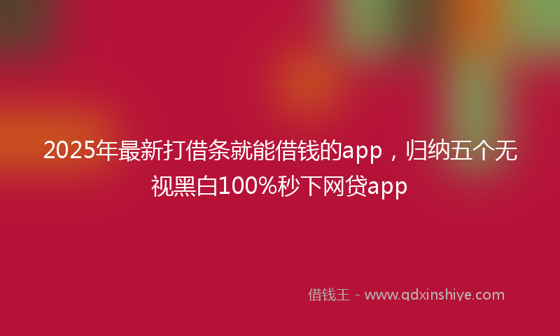 2025年最新打借条就能借钱的app，归纳五个无视黑白100%秒下网贷app