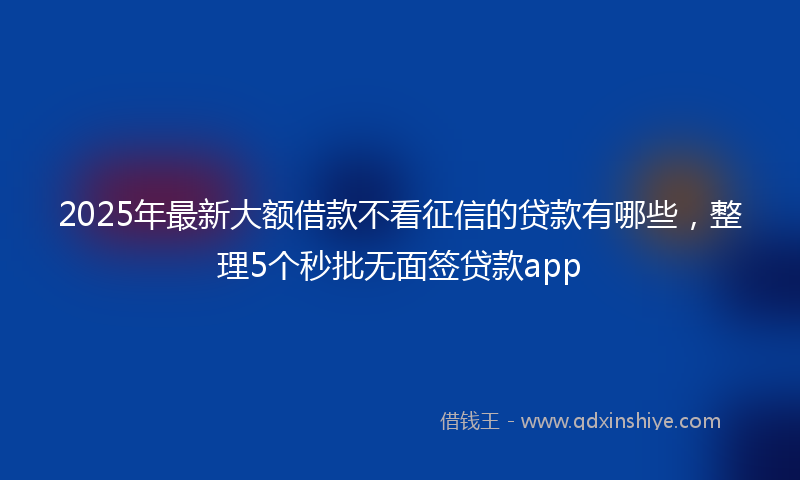 2025年最新大额借款不看征信的贷款有哪些，整理5个秒批无面签贷款app