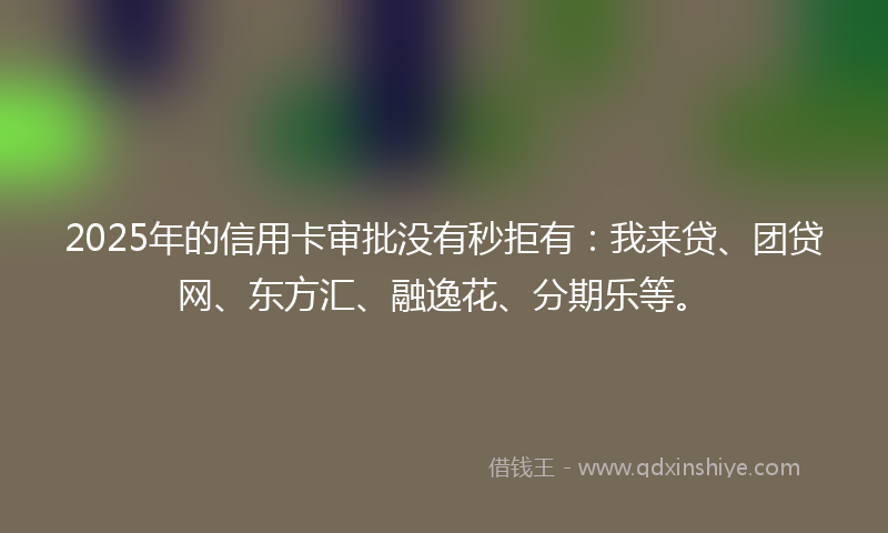 2025年的信用卡审批没有秒拒有：我来贷、团贷网、东方汇、融逸花、分期乐等。