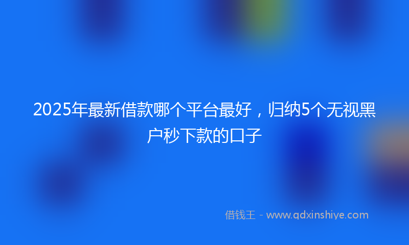 2025年最新借款哪个平台最好，归纳5个无视黑户秒下款的口子