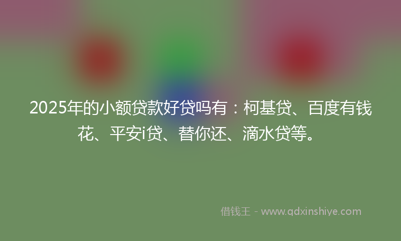 2025年的小额贷款好贷吗有：柯基贷、百度有钱花、平安i贷、替你还、滴水贷等。