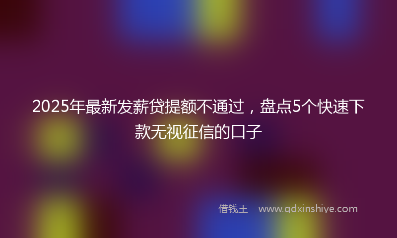 2025年最新发薪贷提额不通过，盘点5个快速下款无视征信的口子