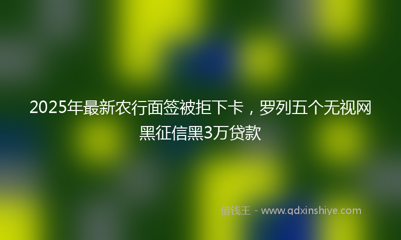 2025年最新农行面签被拒下卡，罗列五个无视网黑征信黑3万贷款