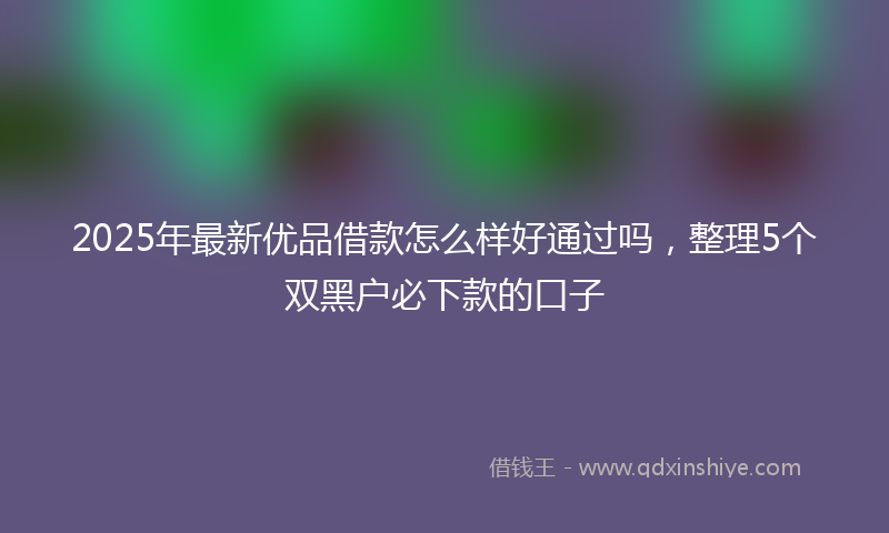 2025年最新优品借款怎么样好通过吗，整理5个双黑户必下款的口子
