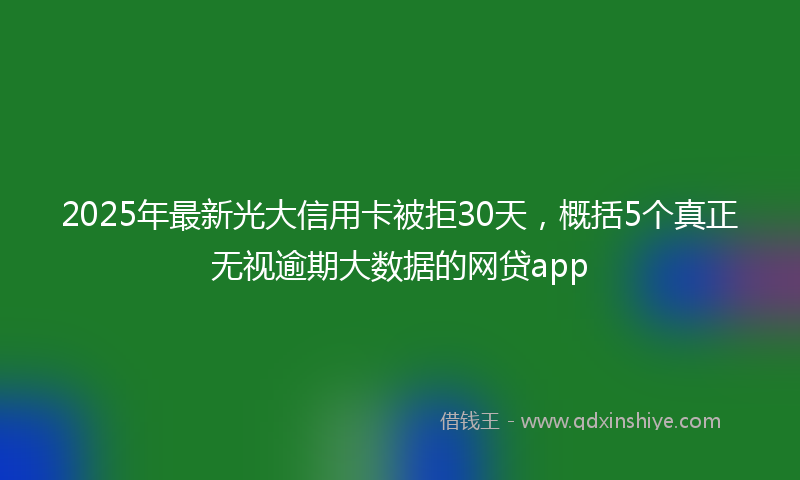 2025年最新光大信用卡被拒30天，概括5个真正无视逾期大数据的网贷app