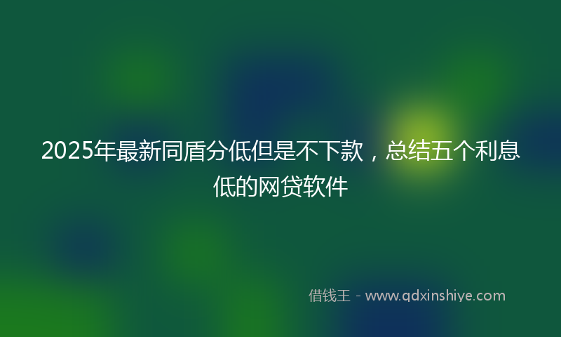 2025年最新同盾分低但是不下款，总结五个利息低的网贷软件