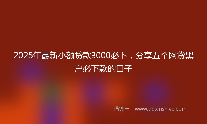 2025年最新小额贷款3000必下，分享五个网贷黑户必下款的口子