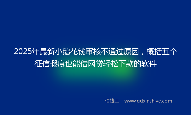 2025年最新小鹅花钱审核不通过原因，概括五个征信瑕疵也能借网贷轻松下款的软件