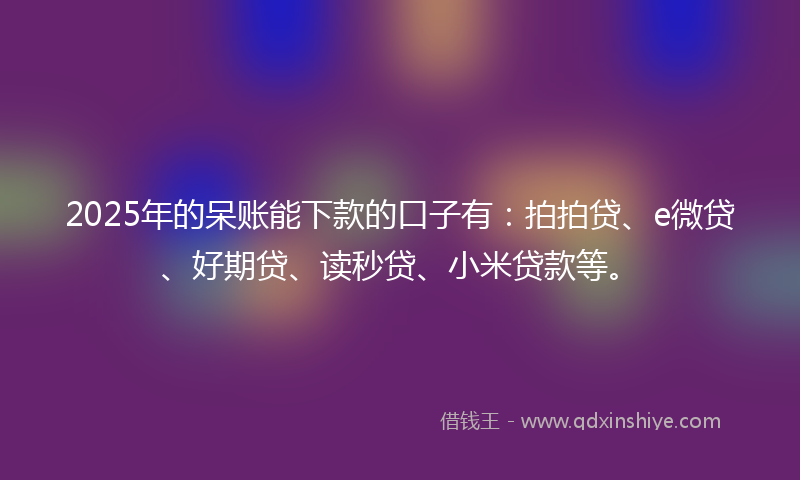 2025年的呆账能下款的口子有：拍拍贷、e微贷、好期贷、读秒贷、小米贷款等。