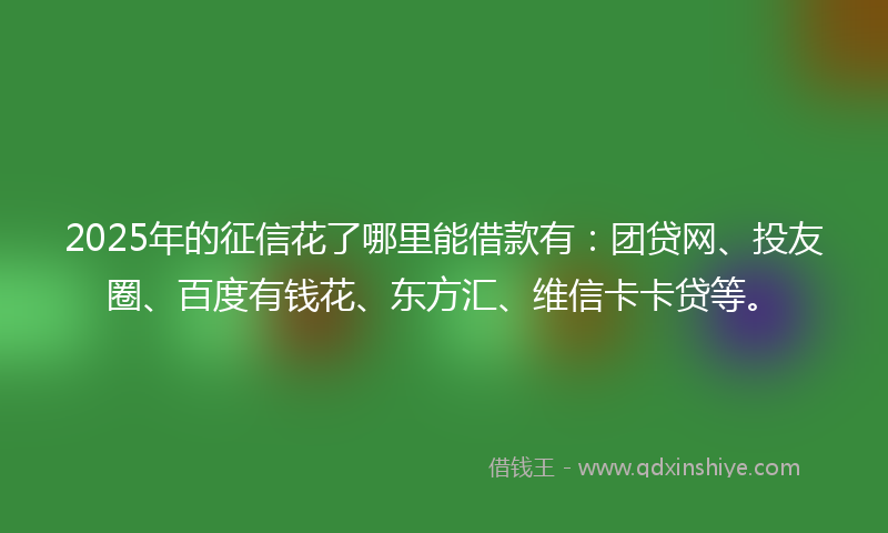 2025年的征信花了哪里能借款有：团贷网、投友圈、百度有钱花、东方汇、维信卡卡贷等。