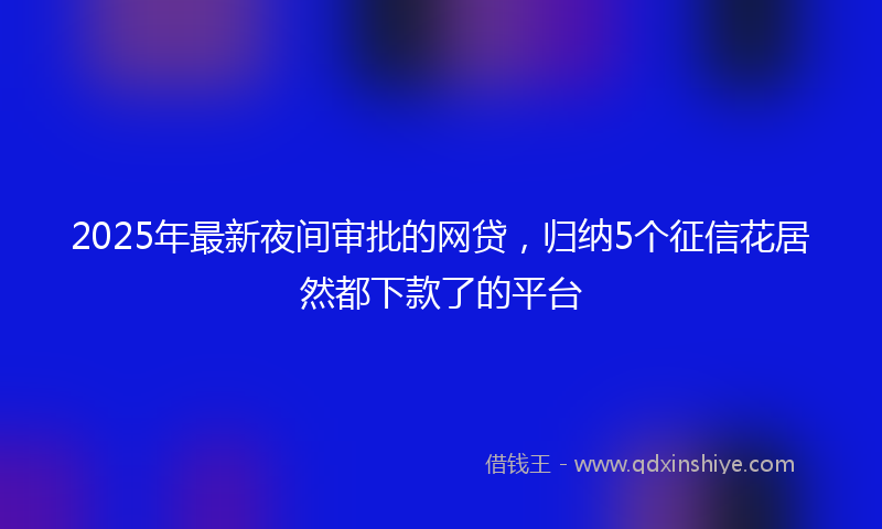 2025年最新夜间审批的网贷，归纳5个征信花居然都下款了的平台