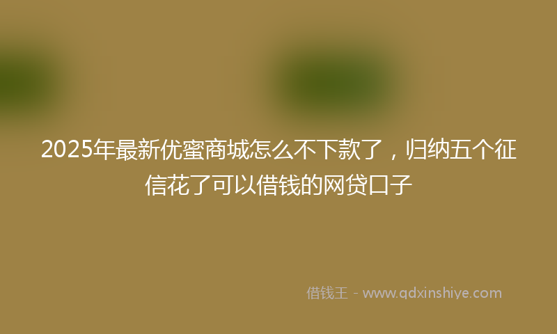 2025年最新优蜜商城怎么不下款了，归纳五个征信花了可以借钱的网贷口子
