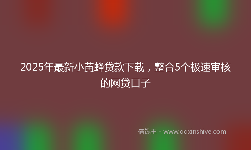 2025年最新小黄蜂贷款下载，整合5个极速审核的网贷口子