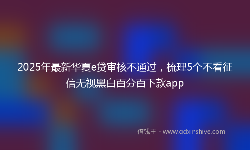2025年最新华夏e贷审核不通过，梳理5个不看征信无视黑白百分百下款app