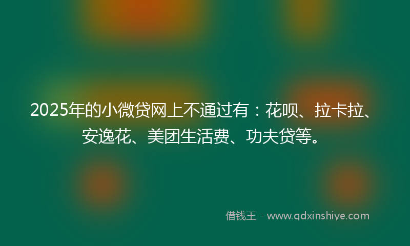 2025年的小微贷网上不通过有：花呗、拉卡拉、安逸花、美团生活费、功夫贷等。