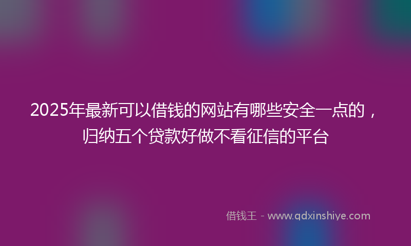 2025年最新可以借钱的网站有哪些安全一点的，归纳五个贷款好做不看征信的平台