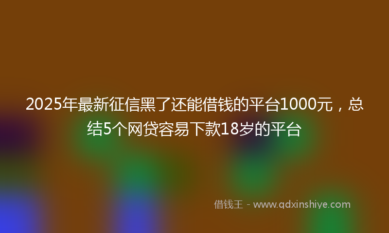 2025年最新征信黑了还能借钱的平台1000元，总结5个网贷容易下款18岁的平台