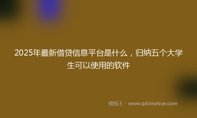 2025年最新借贷信息平台是什么，归纳五个大学生可以使用的软件