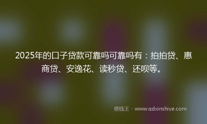 2025年的口子贷款可靠吗可靠吗有：拍拍贷、惠商贷、安逸花、读秒贷、还呗等。