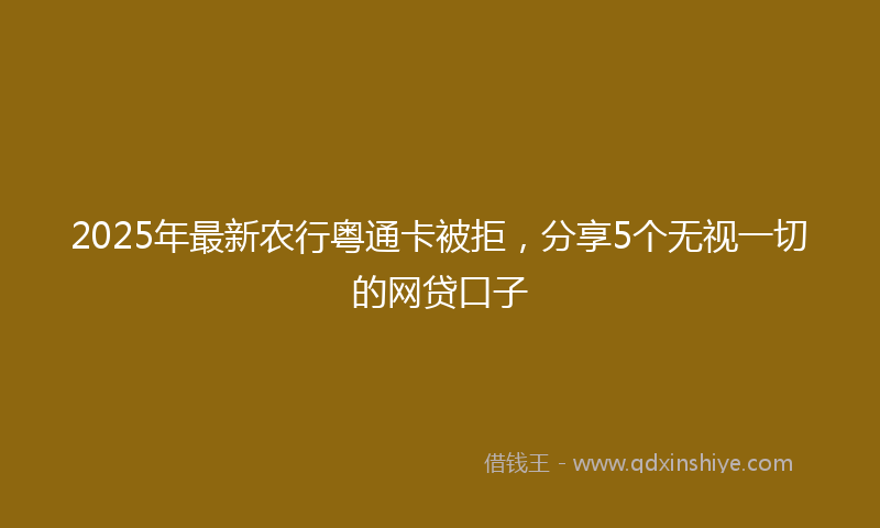 2025年最新农行粤通卡被拒，分享5个无视一切的网贷口子