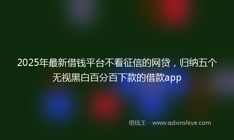 2025年最新借钱平台不看征信的网贷，归纳五个无视黑白百分百下款的借款app