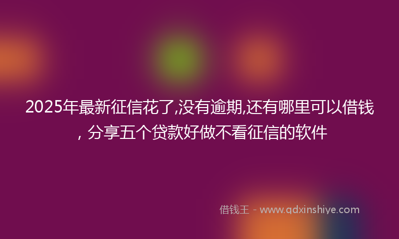 2025年最新征信花了,没有逾期,还有哪里可以借钱，分享五个贷款好做不看征信的软件