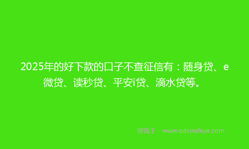 2025年的好下款的口子不查征信有：随身贷、e微贷、读秒贷、平安i贷、滴水贷等。