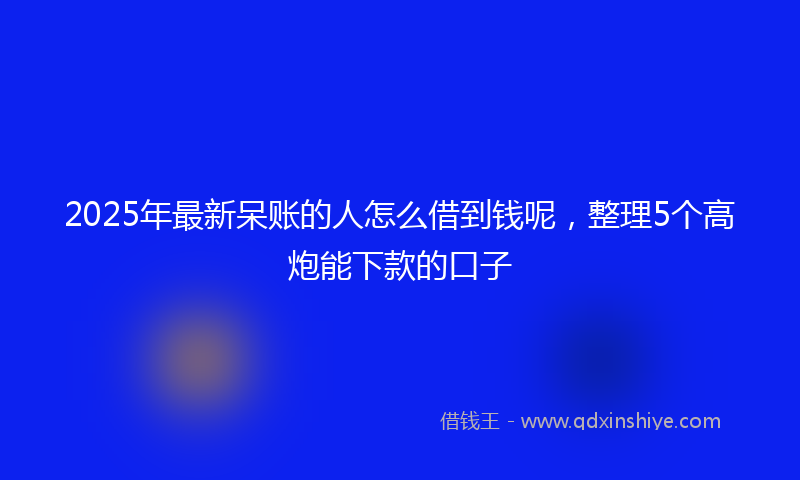 2025年最新呆账的人怎么借到钱呢，整理5个高炮能下款的口子