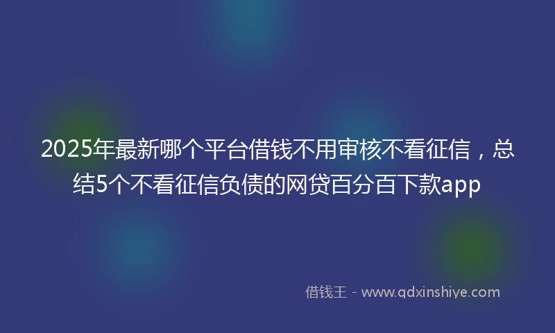 2025年最新哪个平台借钱不用审核不看征信，总结5个不看征信负债的网贷百分百下款app