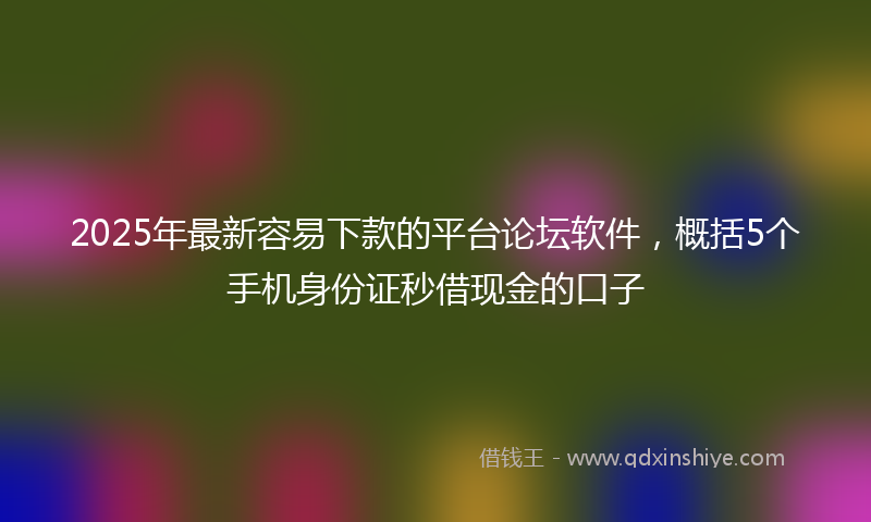 2025年最新容易下款的平台论坛软件，概括5个手机身份证秒借现金的口子