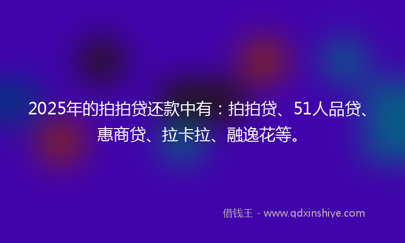 2025年的拍拍贷还款中有：拍拍贷、51人品贷、惠商贷、拉卡拉、融逸花等。