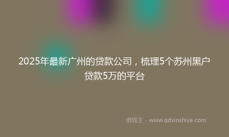2025年最新广州的贷款公司，梳理5个苏州黑户贷款5万的平台