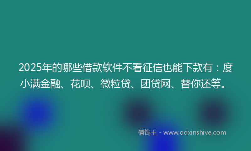 2025年的哪些借款软件不看征信也能下款有：度小满金融、花呗、微粒贷、团贷网、替你还等。