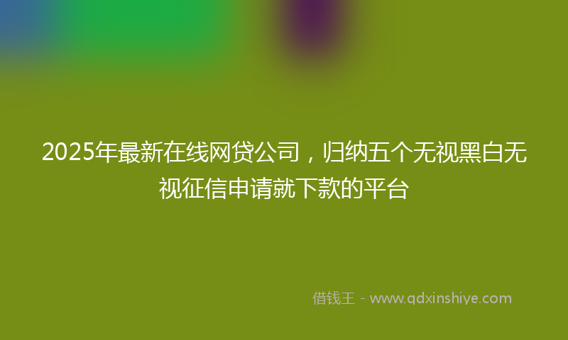2025年最新在线网贷公司，归纳五个无视黑白无视征信申请就下款的平台