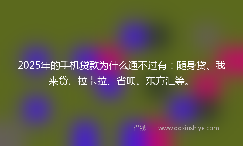 2025年的手机贷款为什么通不过有：随身贷、我来贷、拉卡拉、省呗、东方汇等。