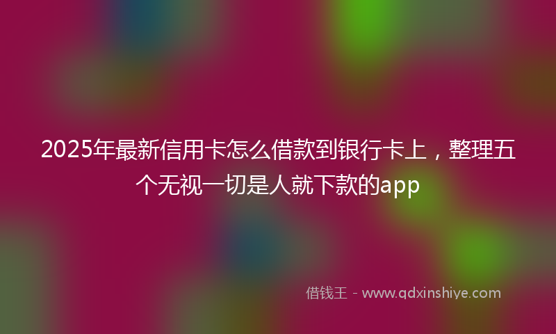 2025年最新信用卡怎么借款到银行卡上，整理五个无视一切是人就下款的app