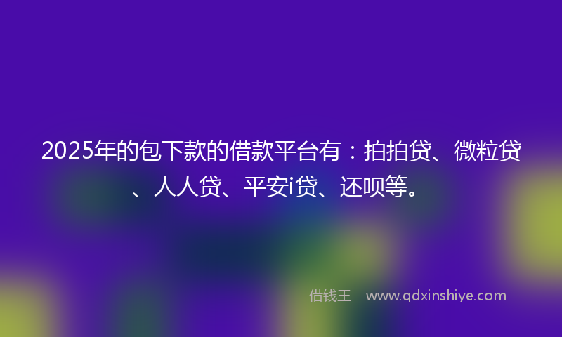 2025年的包下款的借款平台有：拍拍贷、微粒贷、人人贷、平安i贷、还呗等。