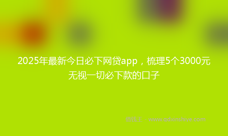 2025年最新今日必下网贷app，梳理5个3000元无视一切必下款的口子