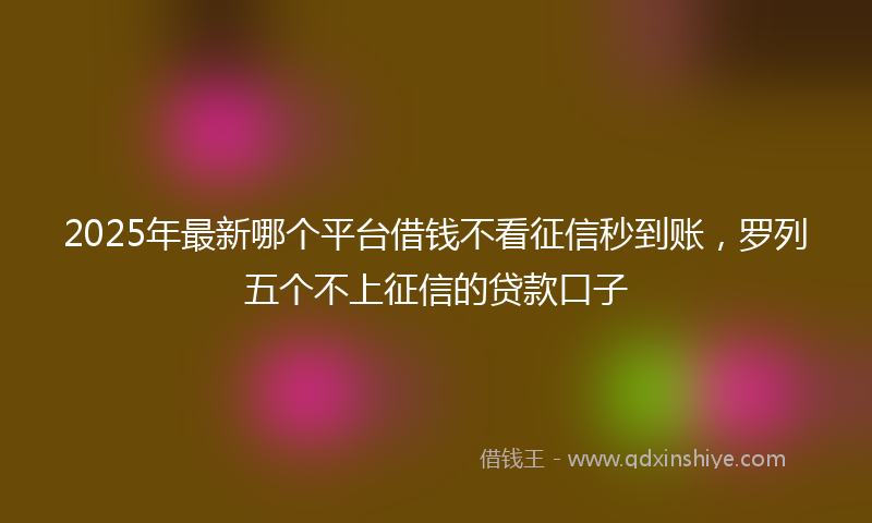 2025年最新哪个平台借钱不看征信秒到账，罗列五个不上征信的贷款口子